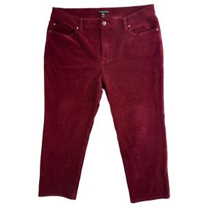 Eileen Fisher 36X26 18 Crop Corduroy Pant Burgundy Stretch Ankle Academia Preppy